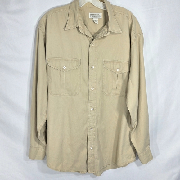 Banana Republic Other - Banana Republic Safari Trading Co Khaki Long Sleeve Button Down Shirt SizeMedium
